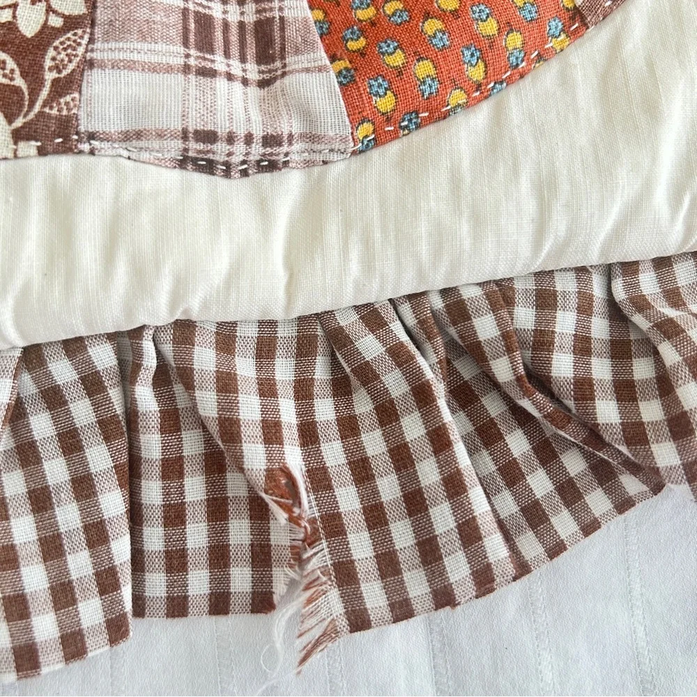 1970s Handmade Dresden Plate Quilted Pillow | Cottagecore Earth Tones